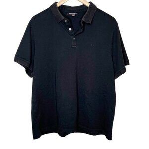 Michael Kors Mens Black Polo Preppy Work Shirt Size XL Cotton Blend Short Sleeve
